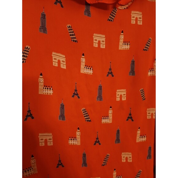 Maeve by Anthropologie Orange Sleeveless Top Ruffles & Famous Buildings Size 12 - Picture 11 of 11